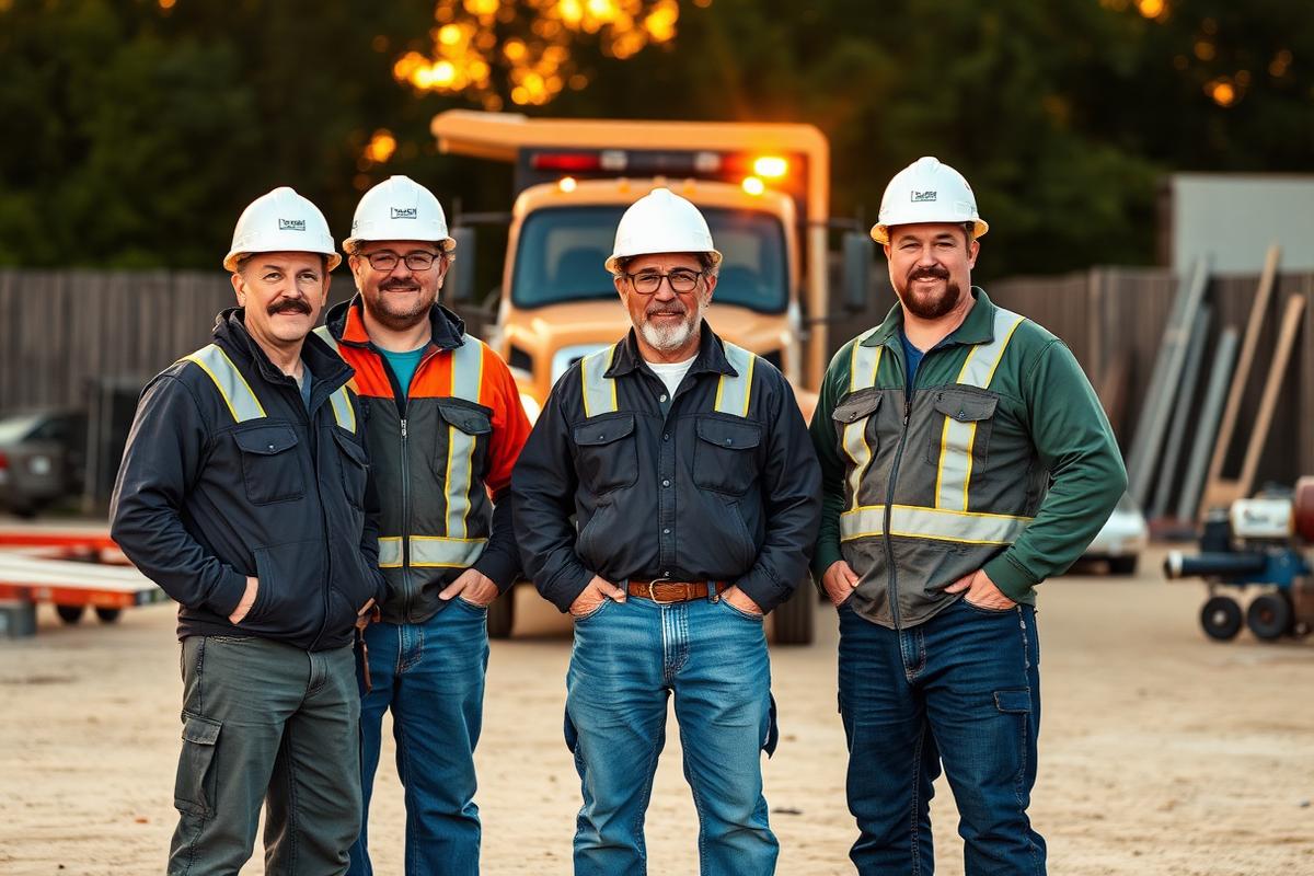 Service technicians working on a commercial job site