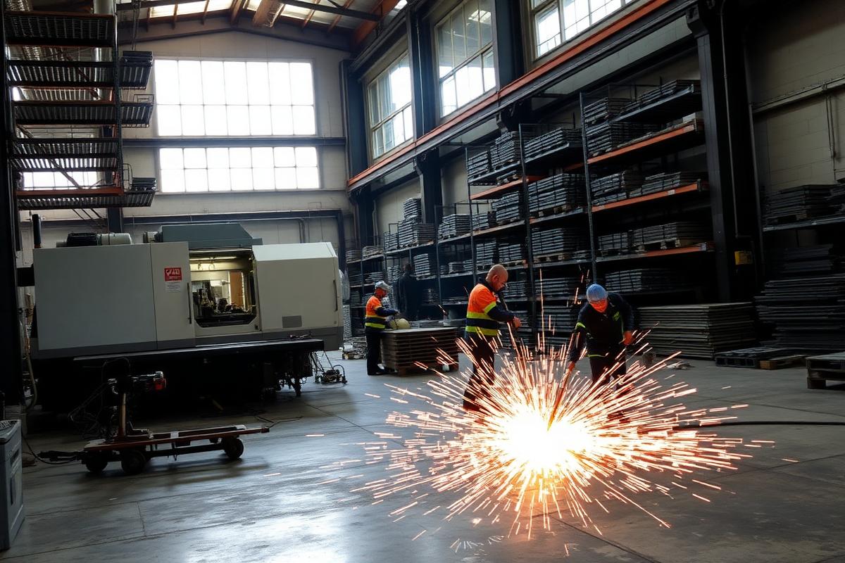 Skilled worker on a metal fabrication shop floor